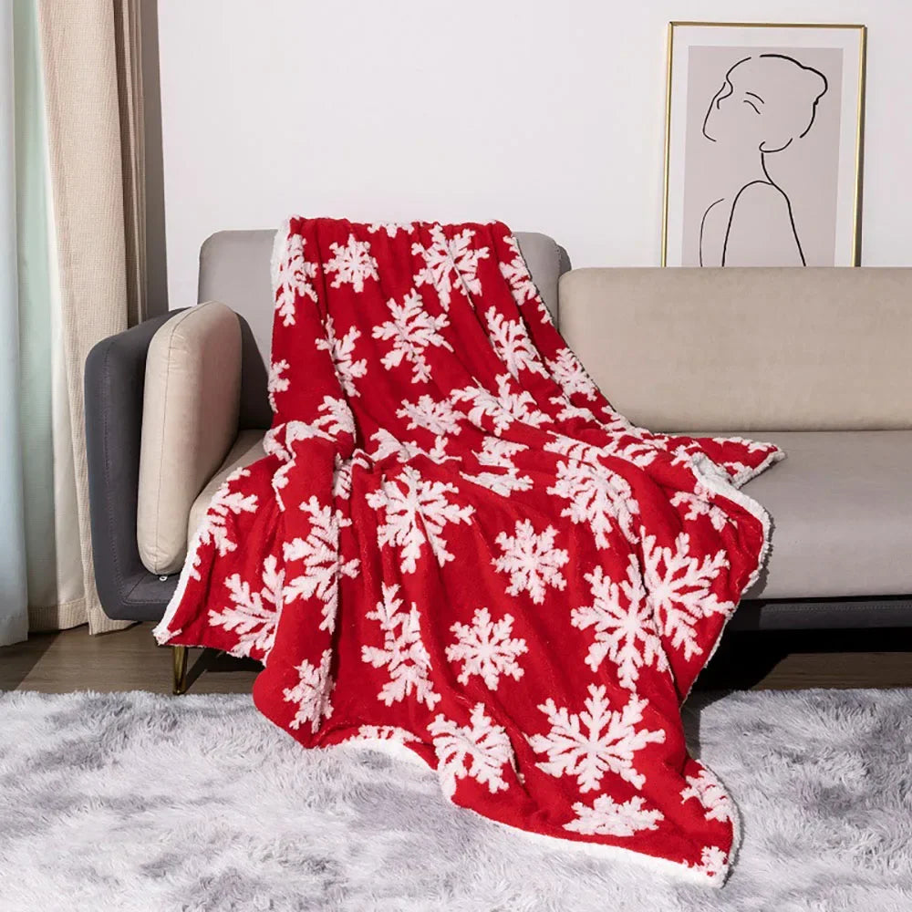 Christmas Wool Blanket Throw for Sofa and Bed