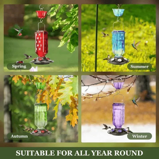 24oz Leak Proof Glass Hummingbird Feeder