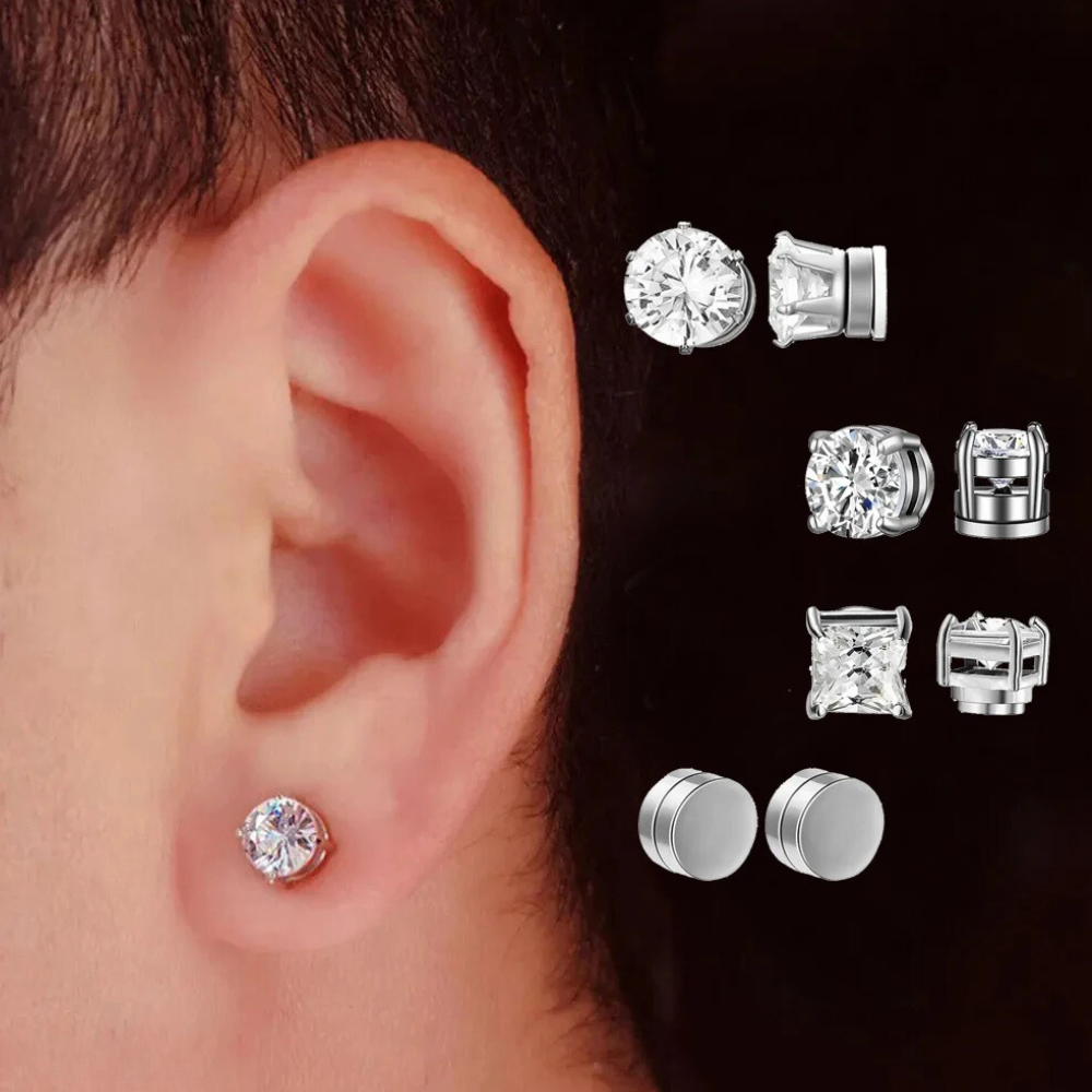Unisex Magnetic Crystal Design Stud Earrings