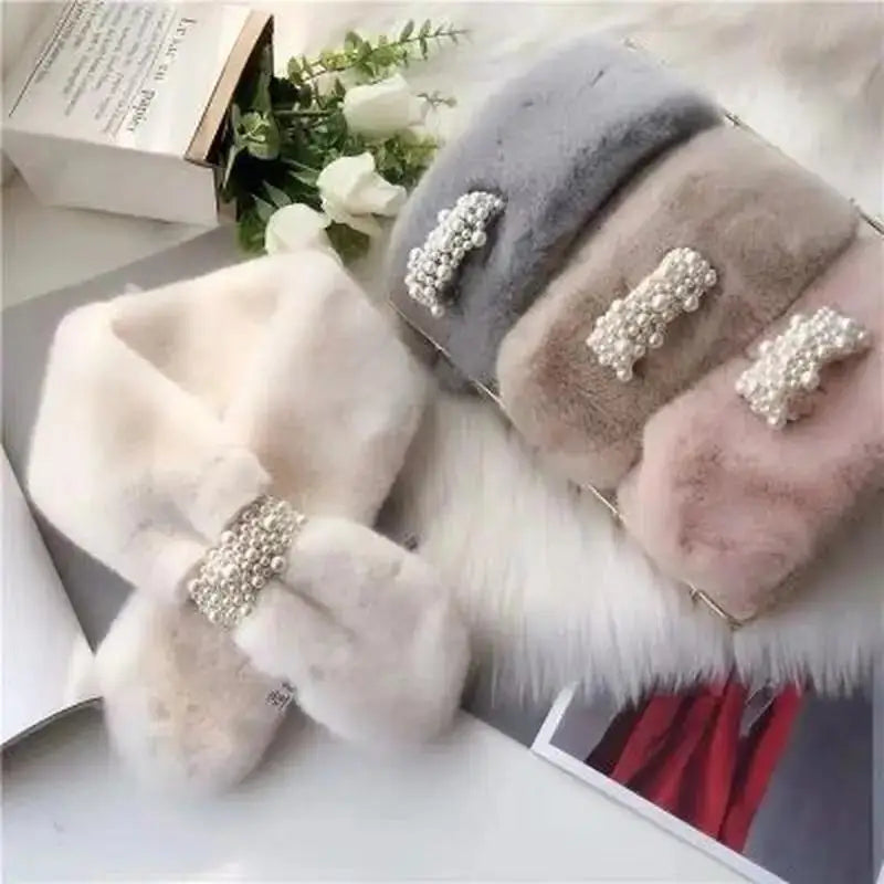 Faux Fur Pearl Winter Scarf