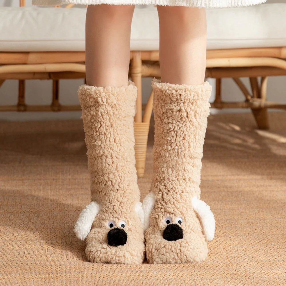 Cute Dog Fuzzy Socks Winter Leg Warmer