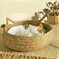 Handmade Woven Cat Bed with Seasonal Pad