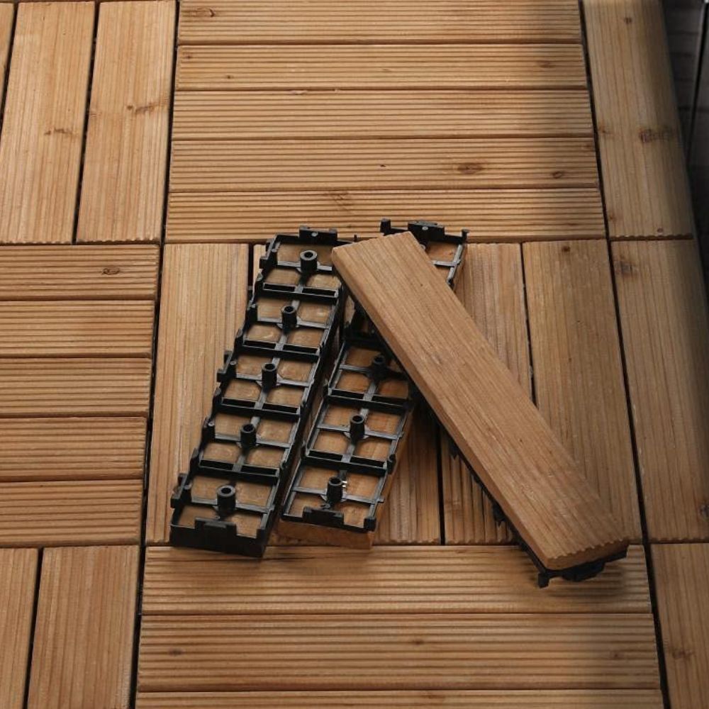 Interlocking Outdoor Patio Wood Flooring Deck Tiles 27Pcs