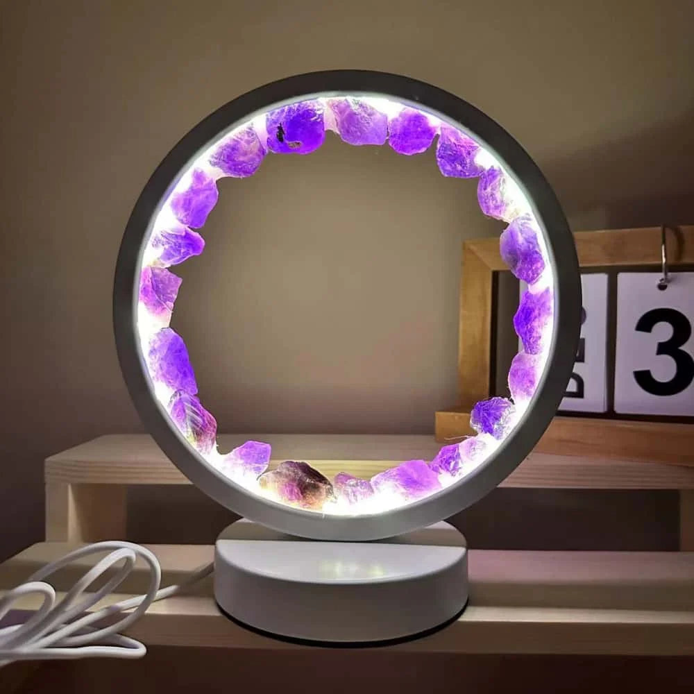 Healing Stone Night Lamp with Crystal Column Design