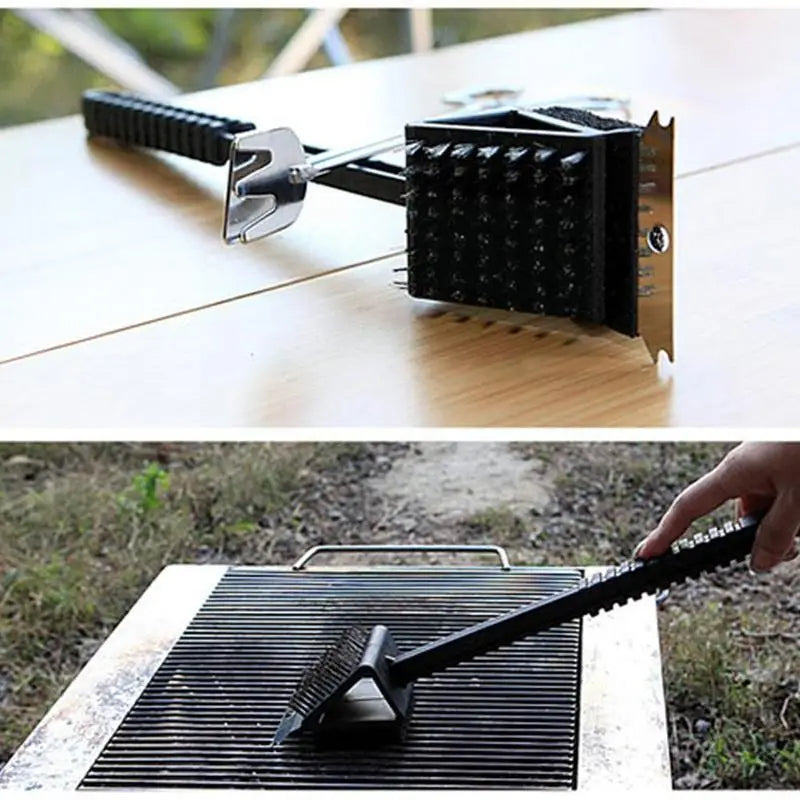 3 in 1 Barbecue Grill Brush with Scraper and Sponge