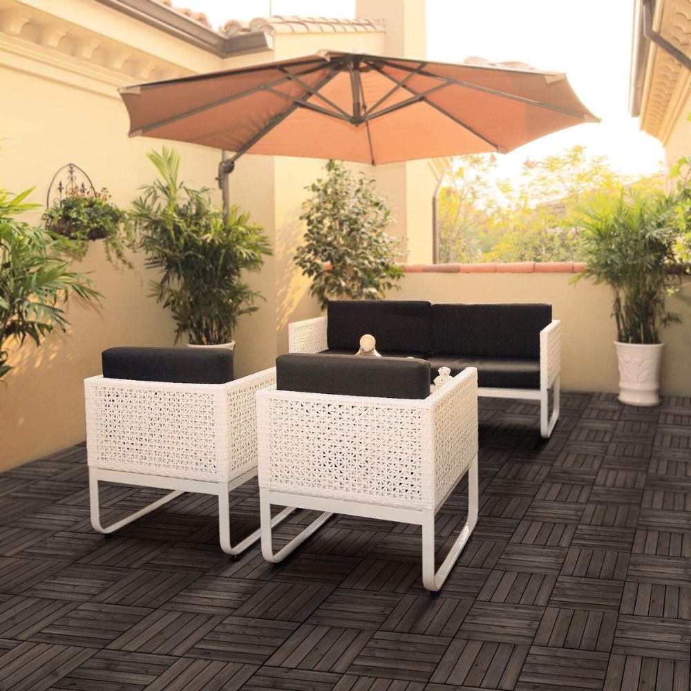 Interlocking Outdoor Patio Wood Flooring Deck Tiles 27Pcs