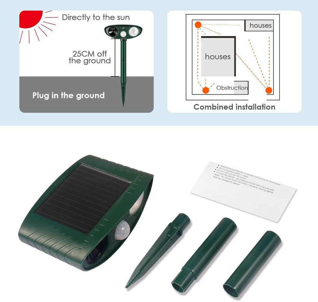 Dog Outdoor Solar Ultrasonic Repeller - Get Rid of Dogs in 48 Hours