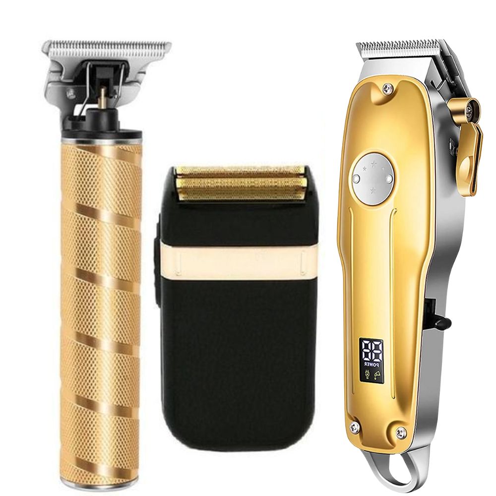 Professional Hair Clippers for men gold Set | Gold Hair Clippers Cordless