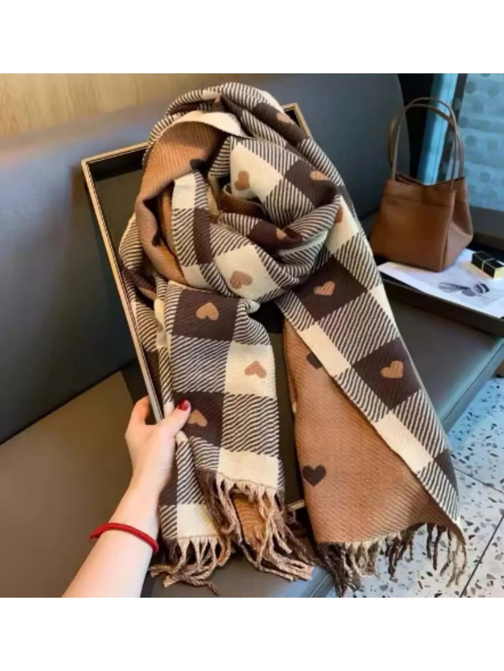 Cozy Checkered Winter Scarf Shawl