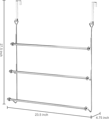 Over The Door Bathroom Towel Bar Rack Holder