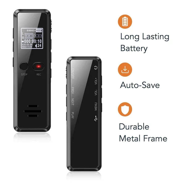 Professional Digital Voice Recorder | Audio Sound Recorder | Auto Saving Files with Built-in Speaker