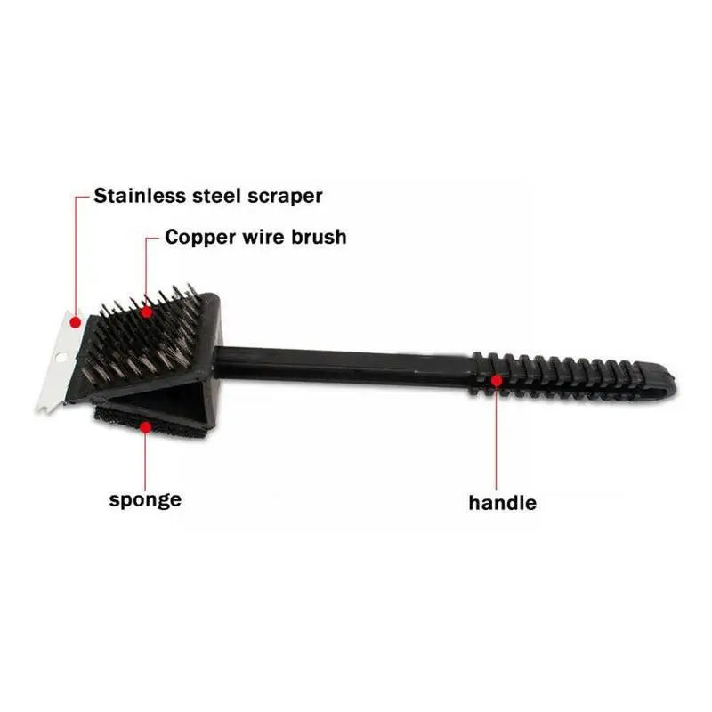 3 in 1 Barbecue Grill Brush with Scraper and Sponge