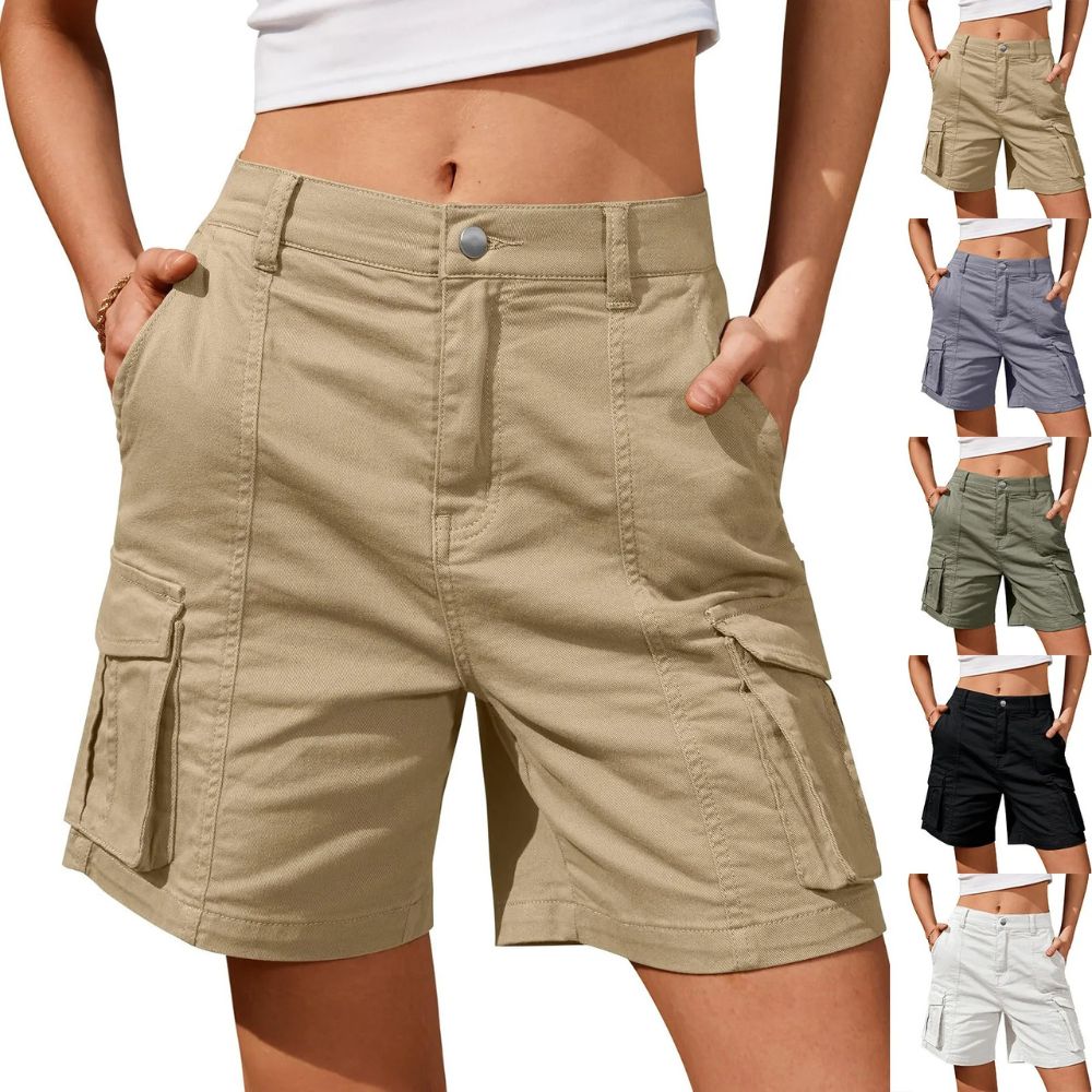 Womens Low Waist Long Work Cargo Shorts