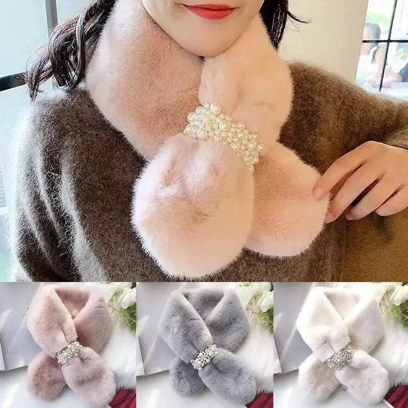 Faux Fur Pearl Winter Scarf