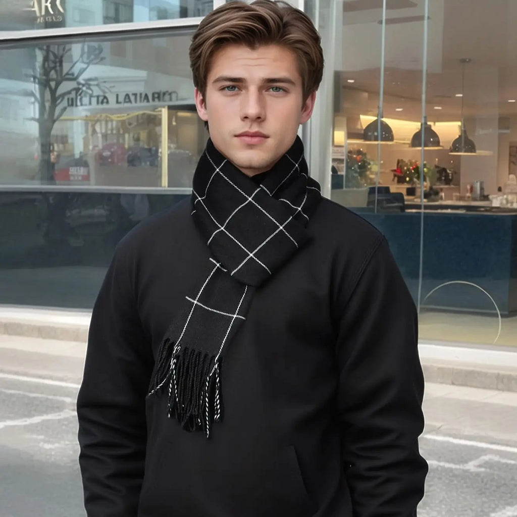 Plaid Cashmere Winter Scarf for Men