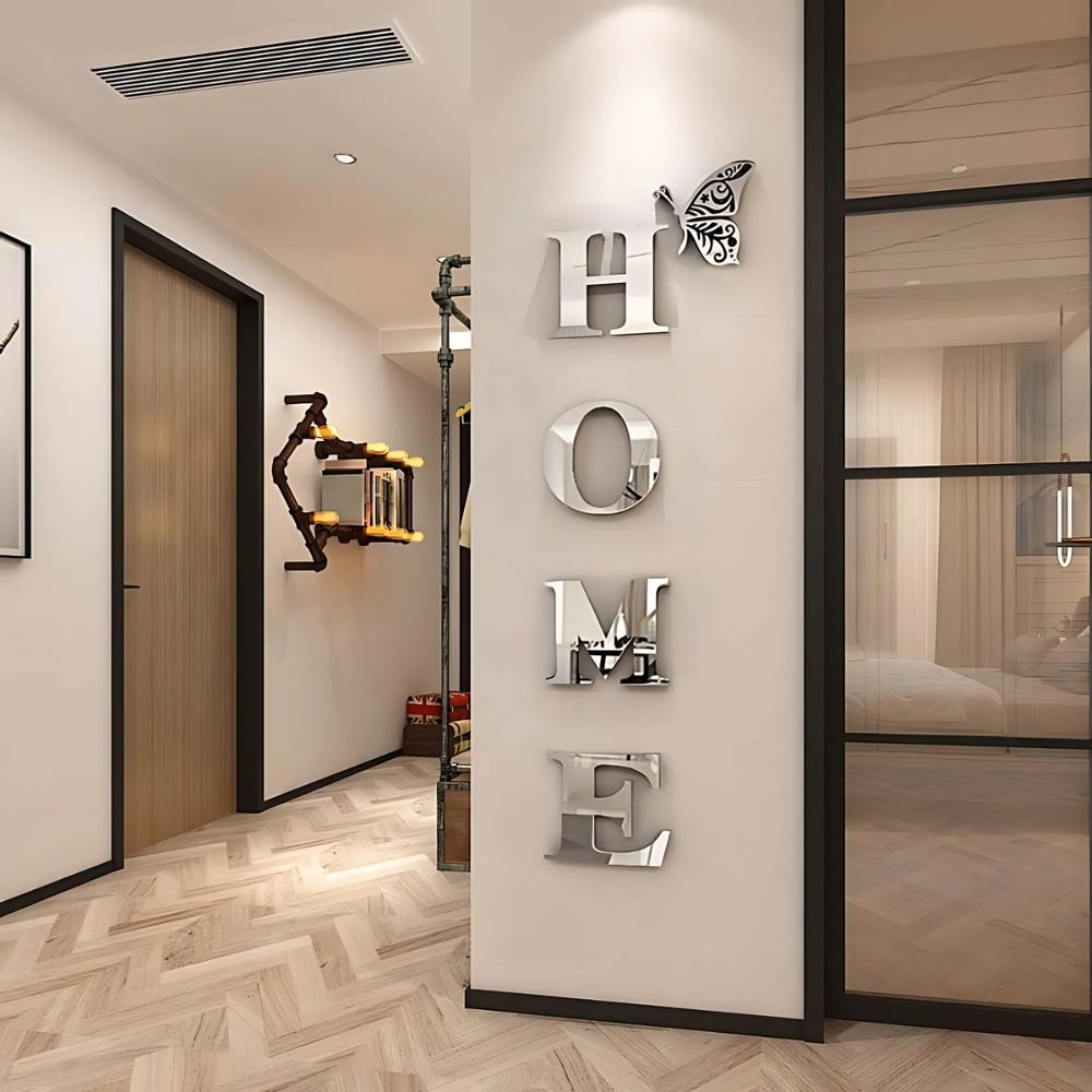 Home Entrance 3D Mirror Wall Sticker Decor