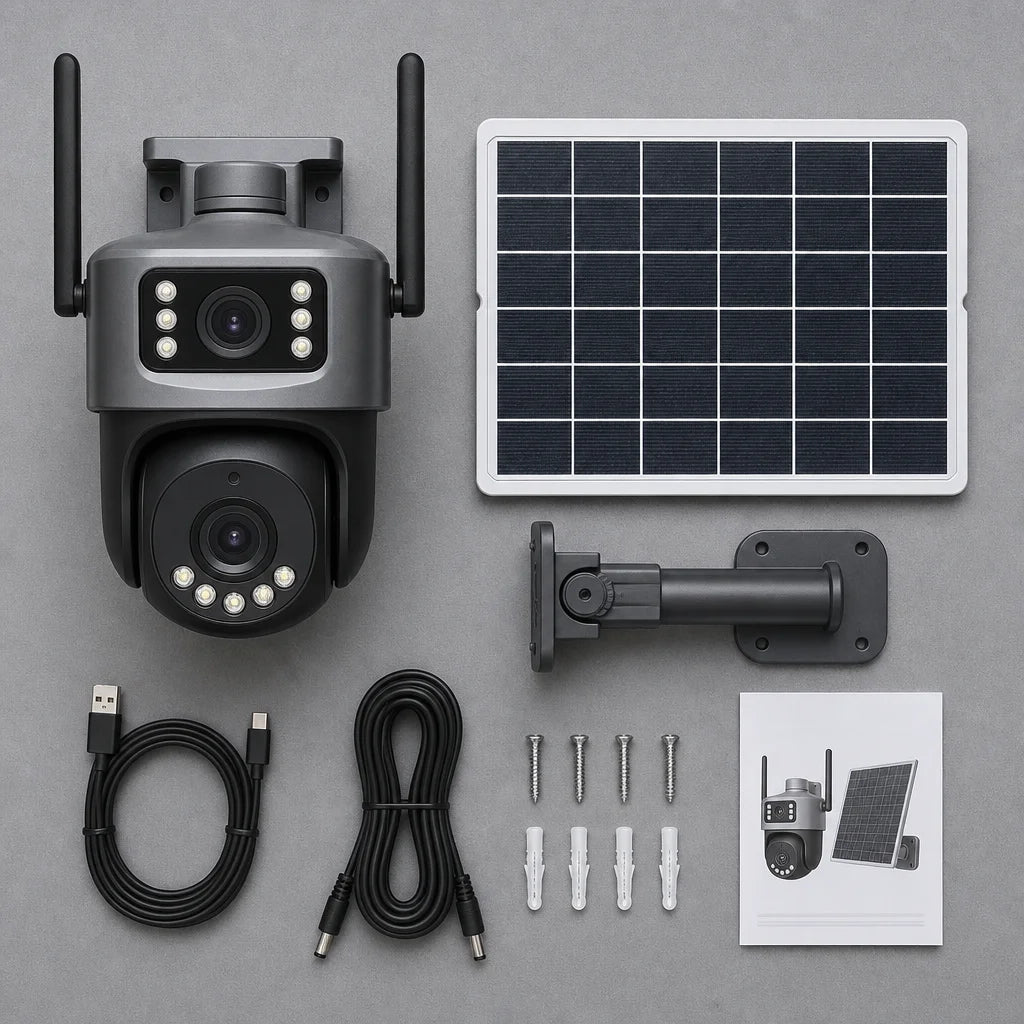 Dual Lens Solar Camera In The Box
