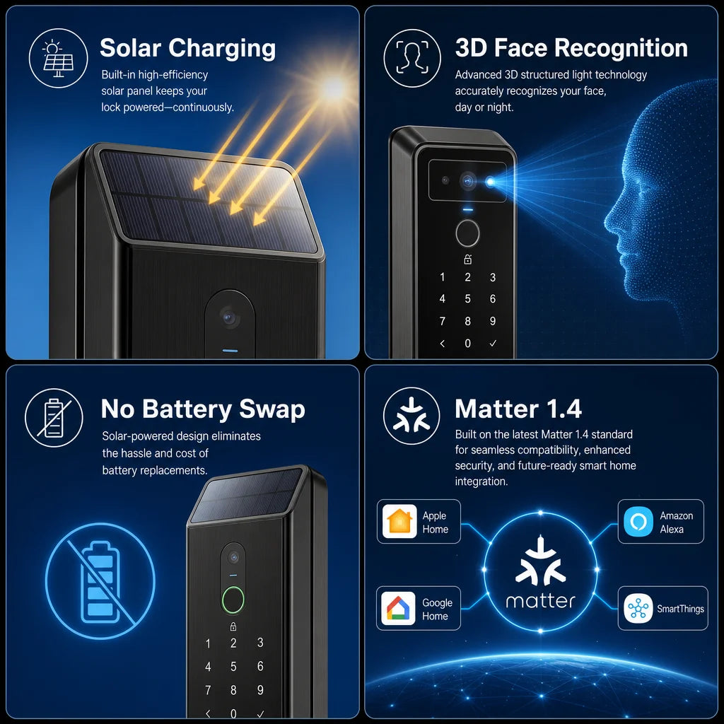 Solar Face ID Smart Lock Features