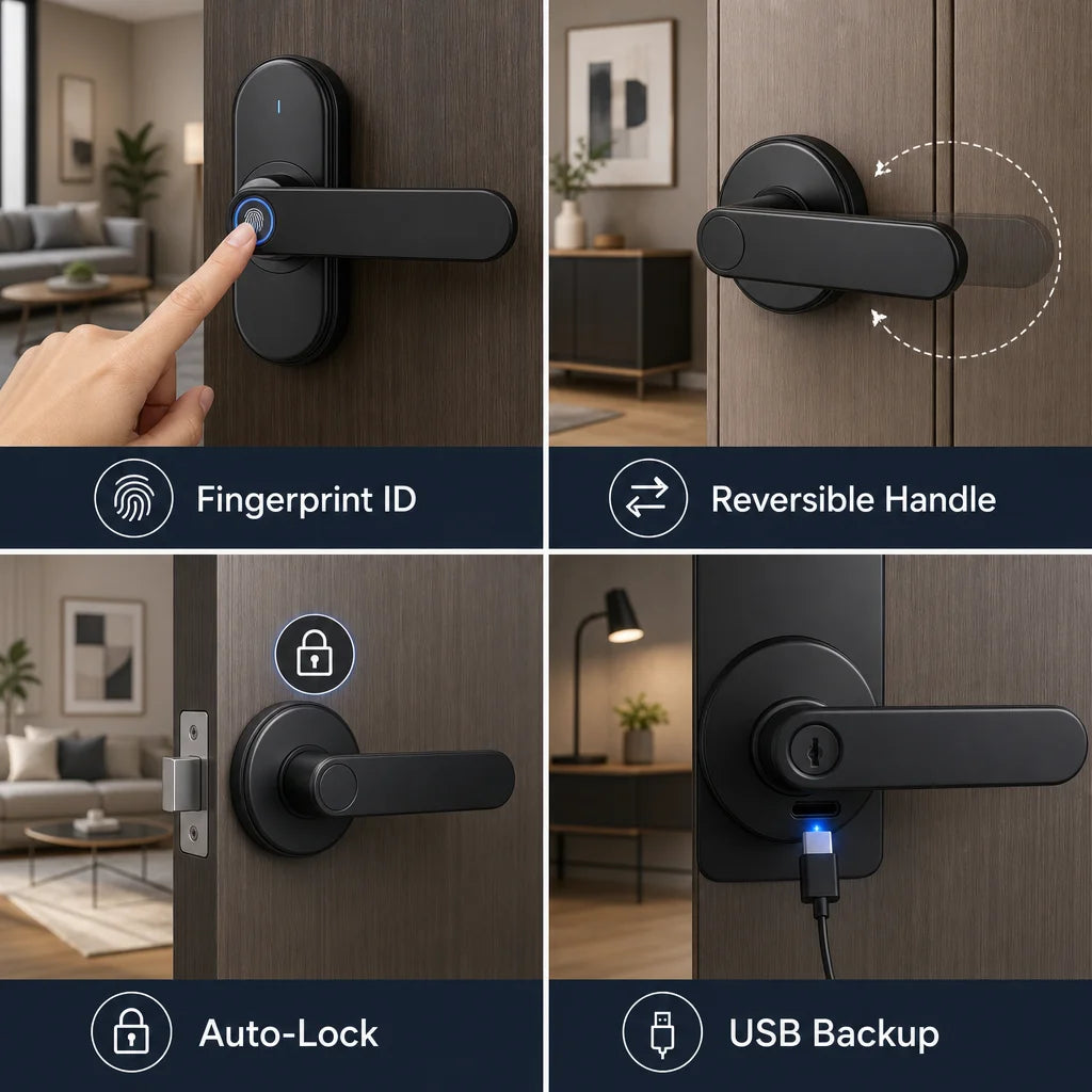Fingerprint Lever Lock Features