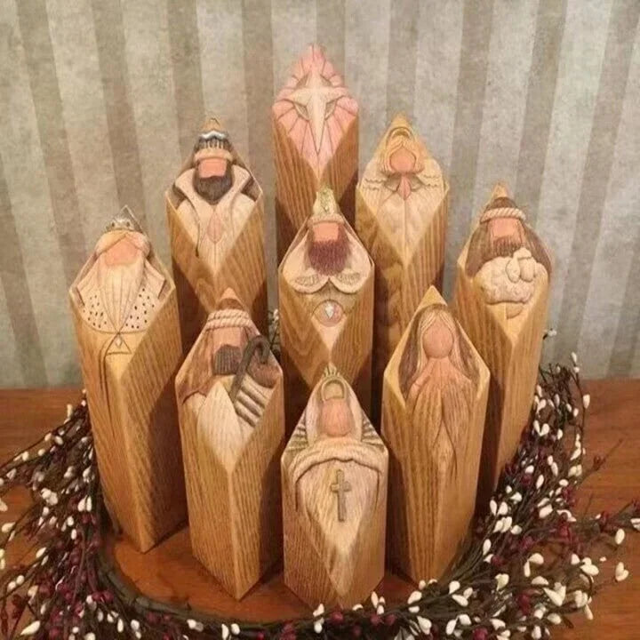 Nativity Scene Column Statues