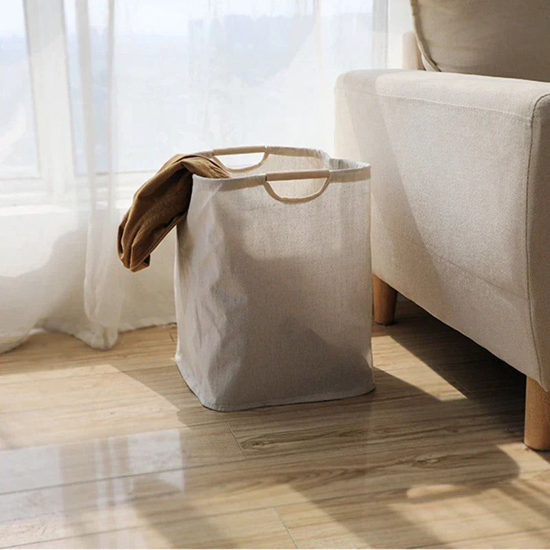 Japanese-style cotton-linen laundry basket
