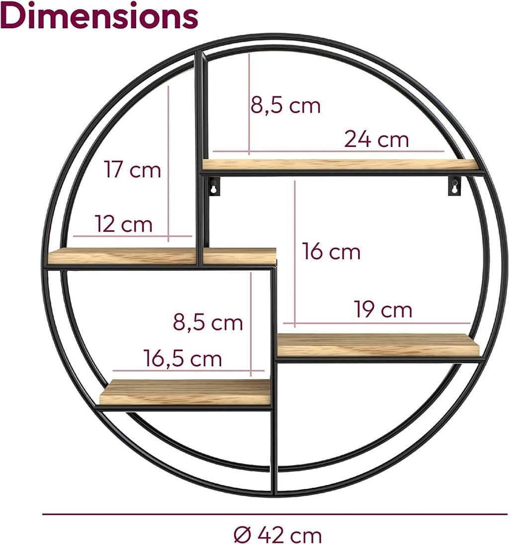 Industrial round wall shelf