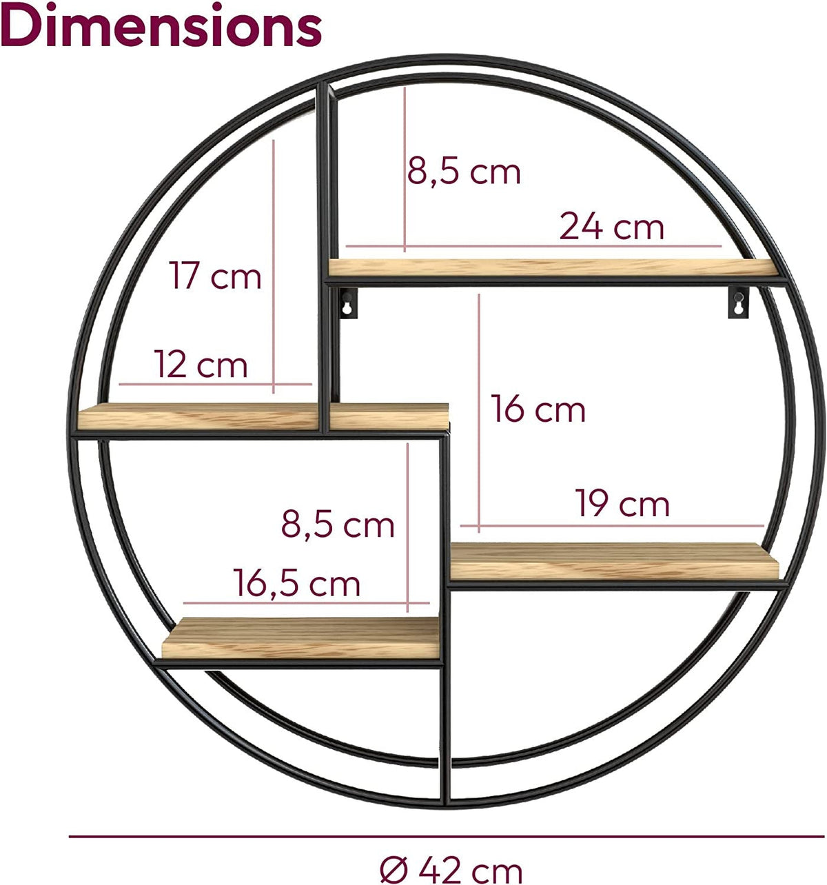 Industrial round wall shelf