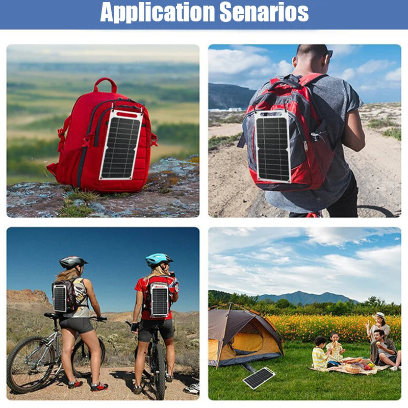 Solar Panel With Portable USB Battery, Waterproof