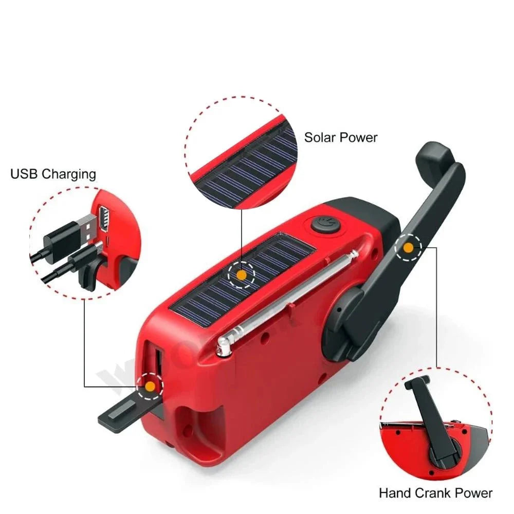 All-in-One Emergency Radio with Solar Power and Power Bank