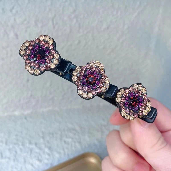 Sparkling Crystal Stone Braided Hair Clips