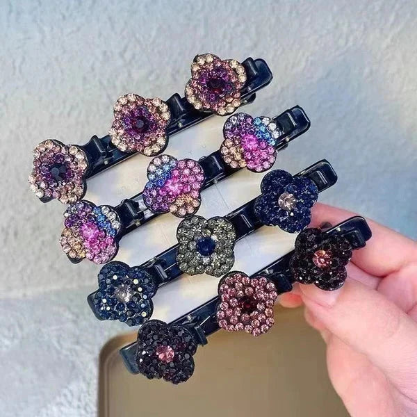 Sparkling Crystal Stone Braided Hair Clips