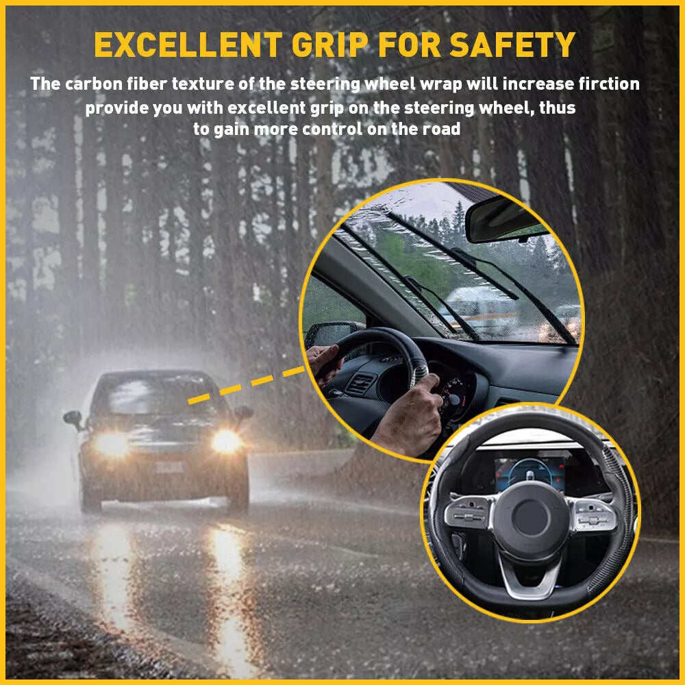 Universal Carbon Fiber Snap-on Steering Wheel Cover