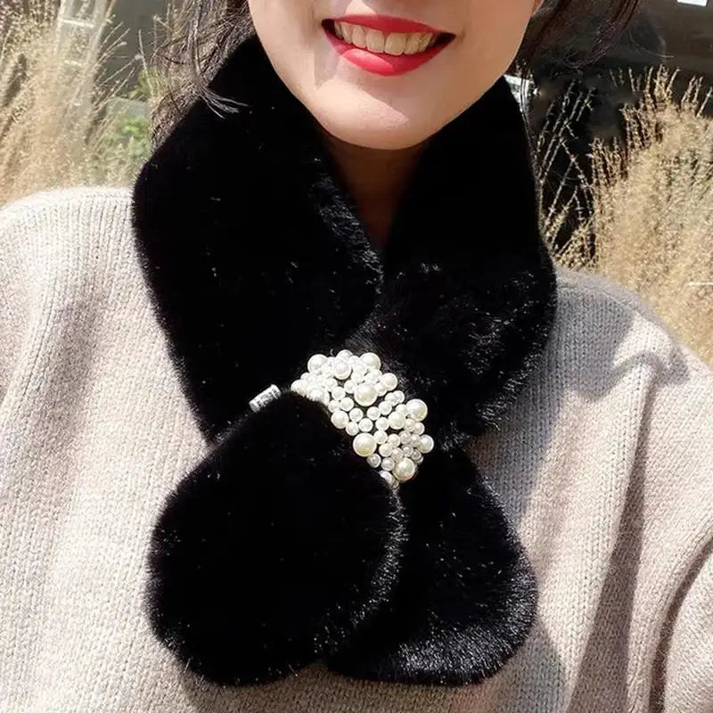 Faux Fur Pearl Winter Scarf