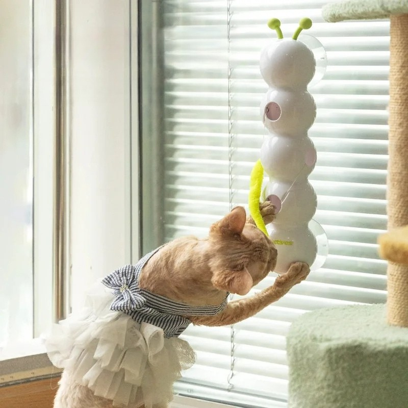 Interactive Worm Pole Cat Toy with Automatic Pop-Up