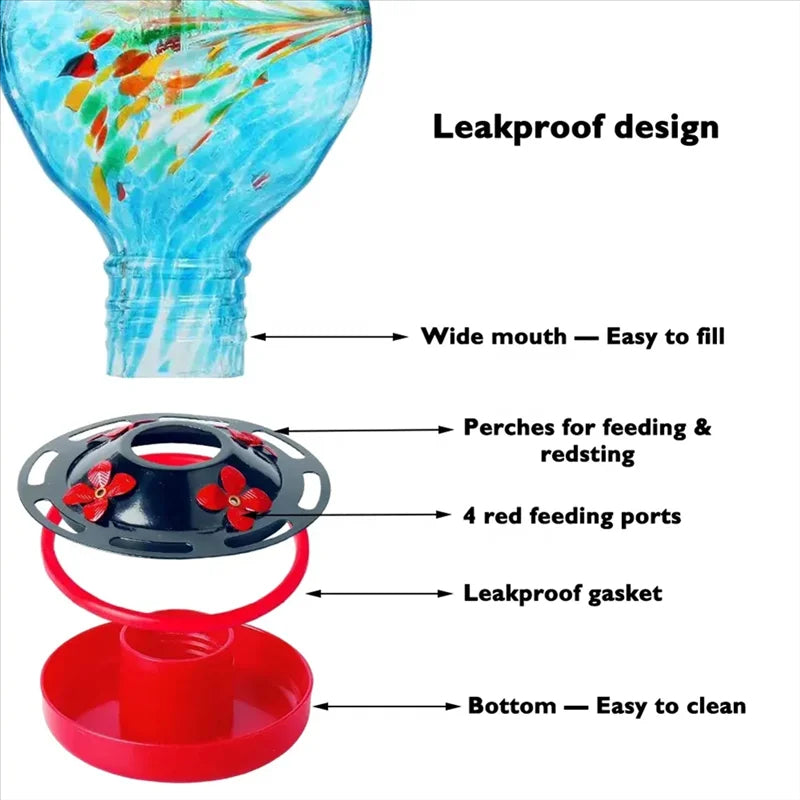 Hand Blown Glass Hanging Bird Feeder