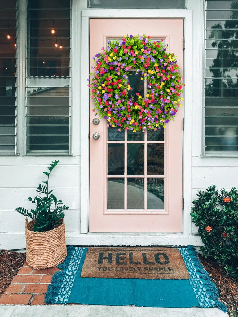 Artificial Colorful Wildflower Spring Wreath