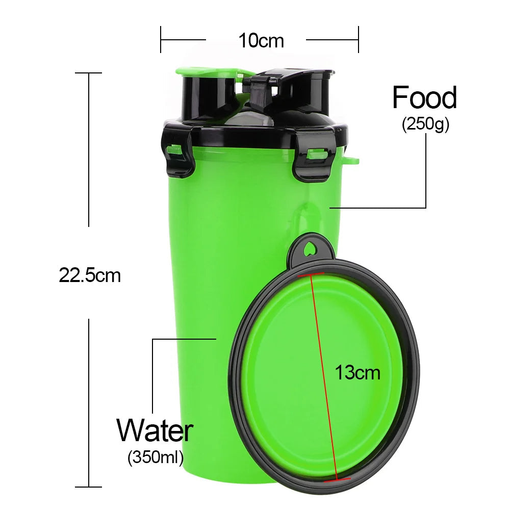 2in1 Collapsible Pet Water Bottle and Feeder