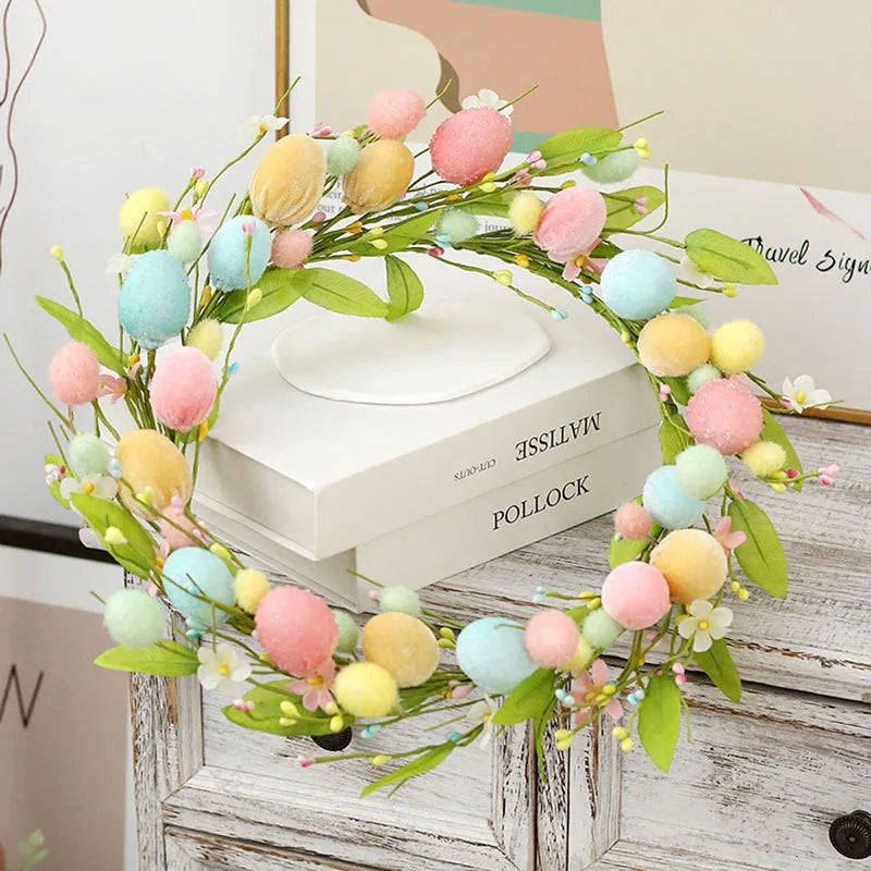 Spring Floral Colorful Easter Egg Wreath