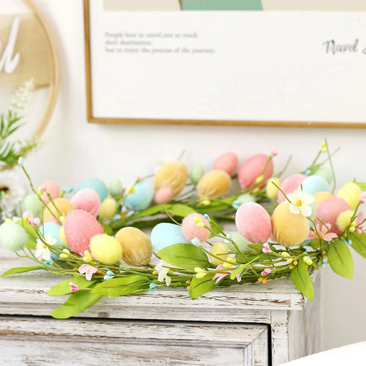 Spring Floral Colorful Easter Egg Wreath