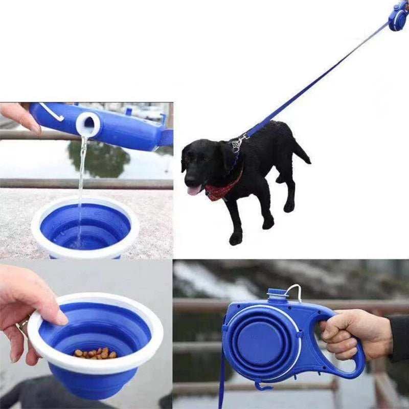 4-in-1 Multifunctional Dog Leash with Water Bottle & Bowl