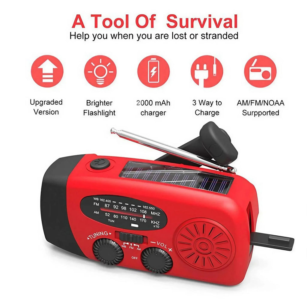 Multifunctional Hand Crank Emergency Radio with Power Bank & Flashlight