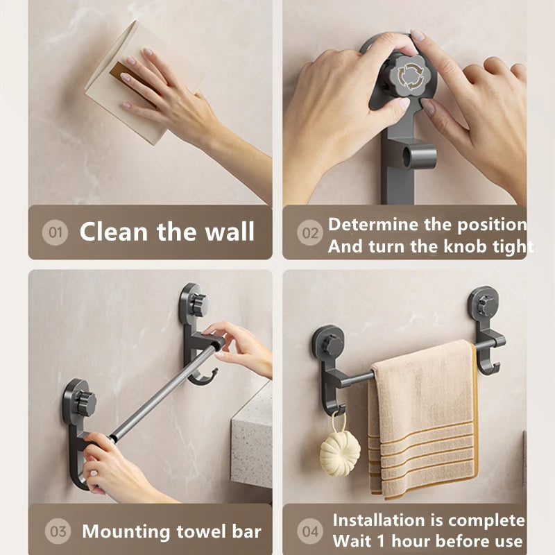 Wall-Mounted Towel Rack with Suction Cup