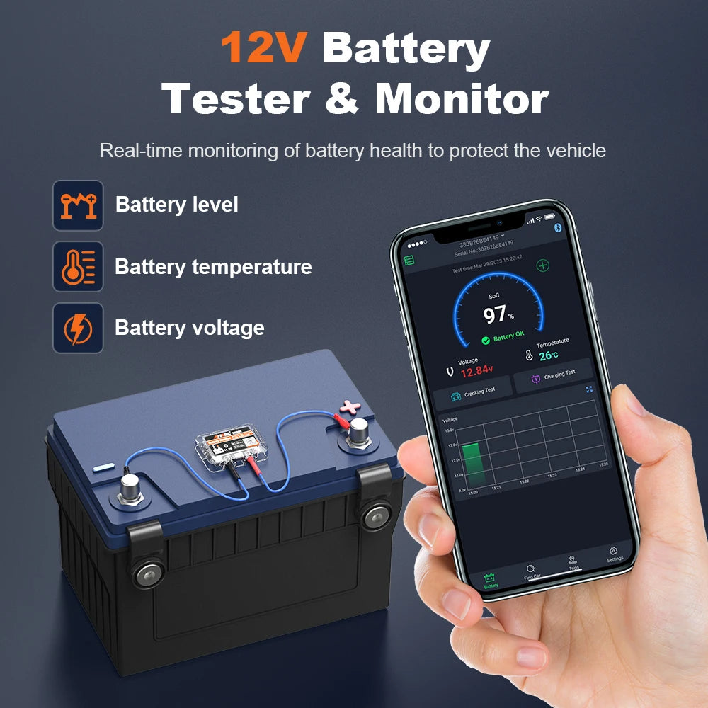 Car Battery Tester with Bluetooth Monitoring