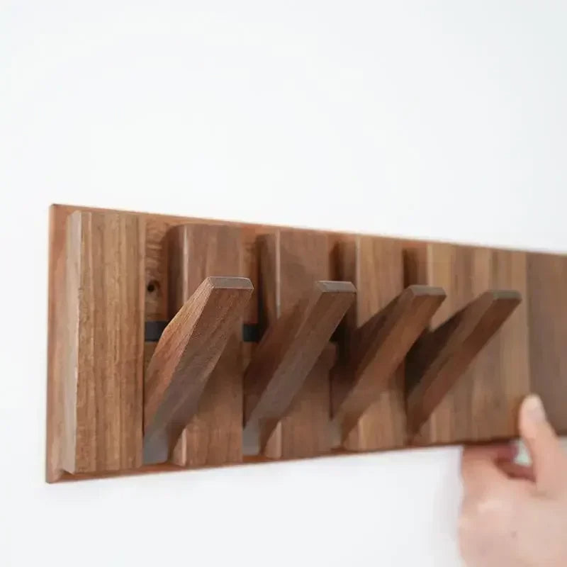 Wooden Wall-Mounted Coat Rack and Coat Hook