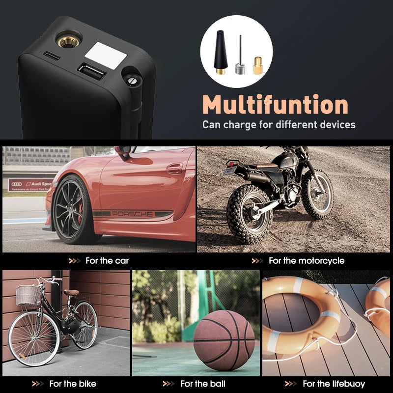 Portable Tire Inflator with Rechargeable Battery