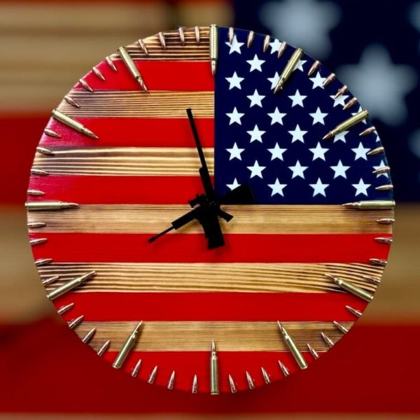 Handmade American Flag Clock | Handmade Patriotic Flag Bullet Clock