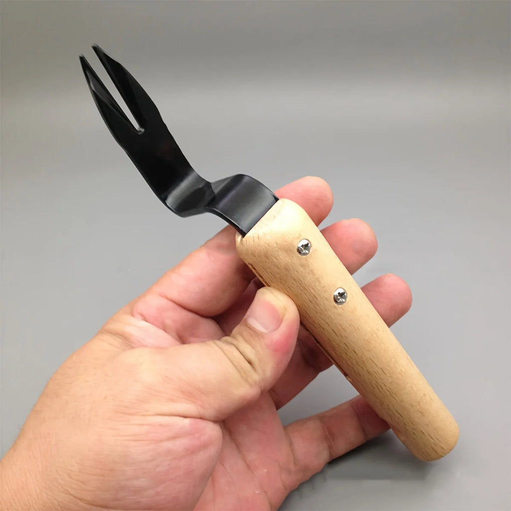 Stainless Steel Weed Puller Tool with Wooden Handle