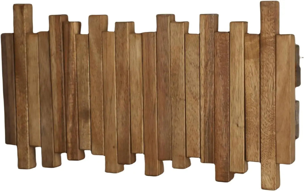 Natural Wood Coat Hook Rack Wall-Mounted Flip Down Coat Holder