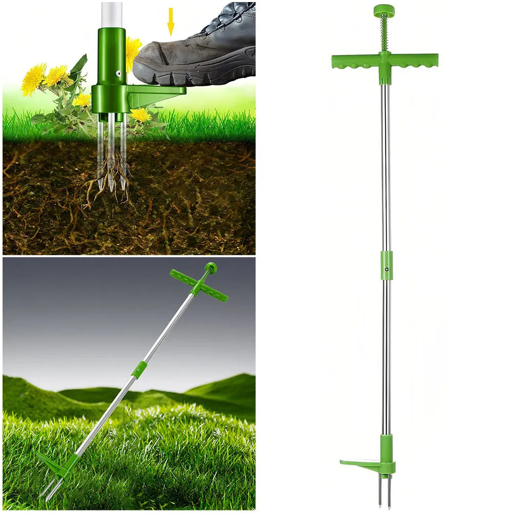 Long Handle Weed Puller Tool with Foot Pedal & Claw Design