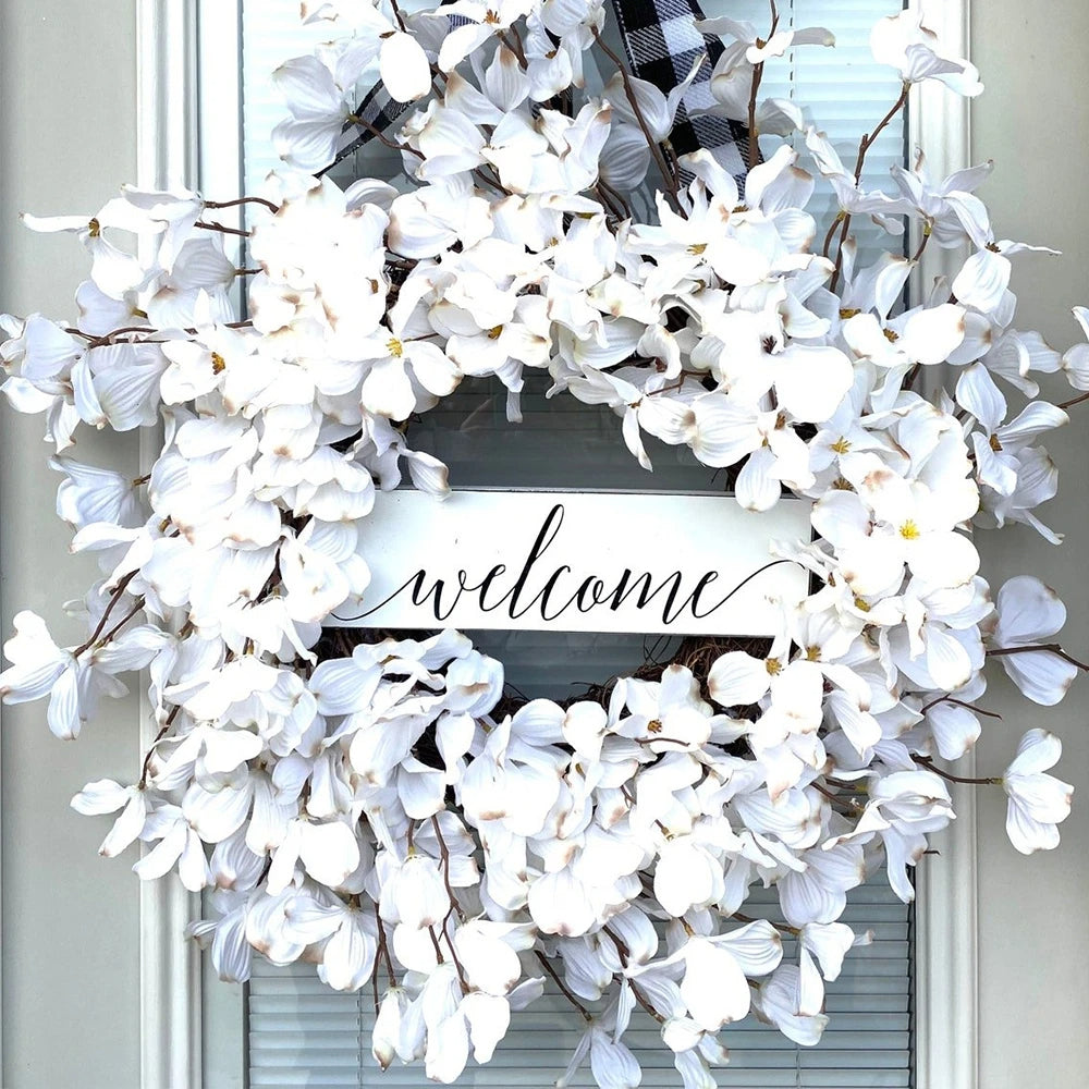 White Dogwood Flower Wreath